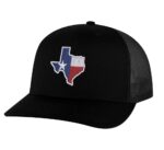 Classic Texas trucker hat with embroidered state flag design, mesh back, and adjustable snapback closure.