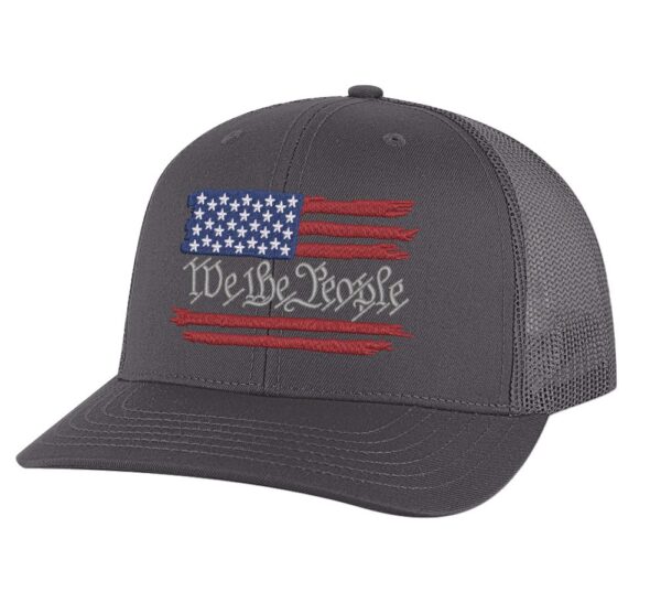"Distressed American flag hat, ideal for 4th of July and freedom rallies"