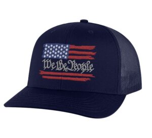distressed flag snapback we the people trucker constitutional patriotic hat weathered american flag embroidered
