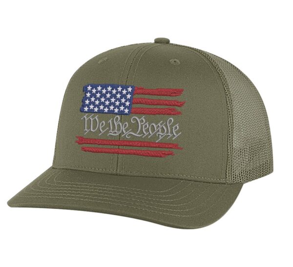 4."Embroidered distressed flag hat with 'We The People,' perfect for patriotic events"