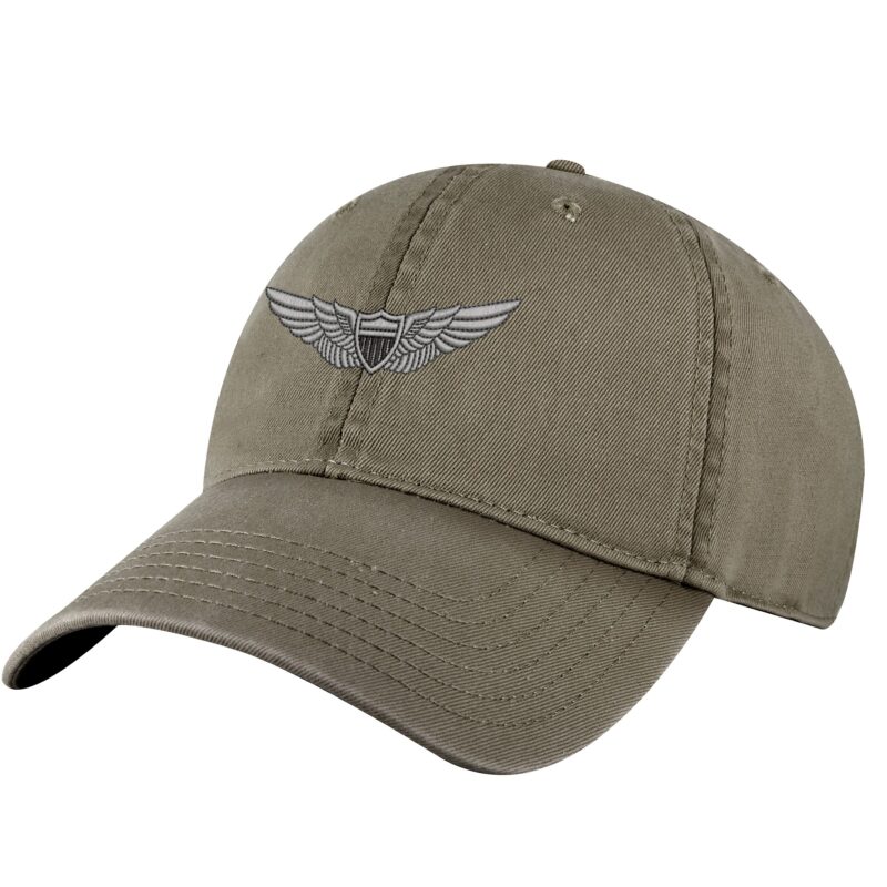 Army Aviation Baseball Cap with embroidered US Army Aviation Pilot Wings in silver, 100% cotton, and strapback closure – Patriotic Military Cap for Veterans and Pilots