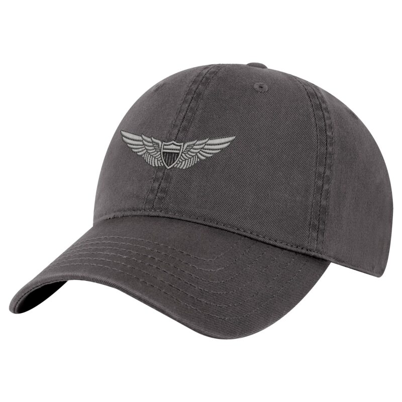 Army Aviation Baseball Cap with embroidered US Army Aviation Pilot Wings in silver, 100% cotton, and strapback closure – Patriotic Military Cap for Veterans and Pilots