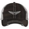 Distressed Army Aviation Trucker Hat with embroidered US Army Aviation Pilot Wings in silver, mesh back, and strapback closure – Patriotic Military Cap for Veterans and Pilots