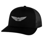 Army Aviation Trucker Hat with embroidered US Army Aviation Pilot Wings in silver, mesh back, and snapback closure – Patriotic Military Cap for Pilots and Veterans