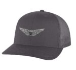 Army aviation military trucker hat with embroidered silver pilot wings snapback mesh back veteran cap