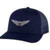 Army Aviation Trucker Hat with embroidered US Army Aviation Pilot Wings in silver, mesh back, and snapback closure – Patriotic Military Cap for Pilots and Veterans