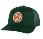 Tennessee Orange Trucker Hat with embroidered Tri-Star design, mesh back, and snapback closure – Tennessee Pride Cap for State Lovers