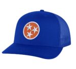 Tennessee Orange Trucker Hat with embroidered Tri-Star design, mesh back, and snapback closure – Tennessee Pride Cap for State Lovers