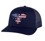 Bold Eagle Snapback Hat with embroidered eagle in American flag colors"