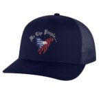 We The People Snapback Hat with embroidered eagle in American flag colors"