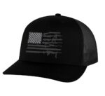 Embroidered rifle flag hat, perfect for gun rights advocates and patriots"