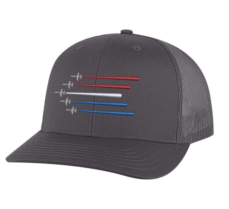 air force trucker hat military aviation cap silver planes red white blue trails patriotic snapback