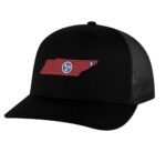 Classic Tennessee Trucker Hat with embroidered state shape and tri-star design, breathable mesh back, and adjustable snapback cap