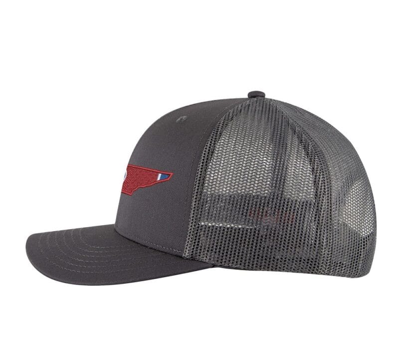 Classic Tennessee Trucker Hat with embroidered state shape and tri-star design, breathable mesh back, and adjustable snapback cap