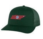 Classic Tennessee Trucker Hat with embroidered state shape and tri-star design, breathable mesh back, and adjustable snapback cap