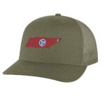Classic Tennessee Trucker Hat with embroidered state shape and tri-star design, breathable mesh back, and adjustable snapback cap