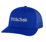 We The People Trucker Hat with embroidered silver thread, mesh back, and snapback closure – Patriotic Classic Cap for Freedom Lovers