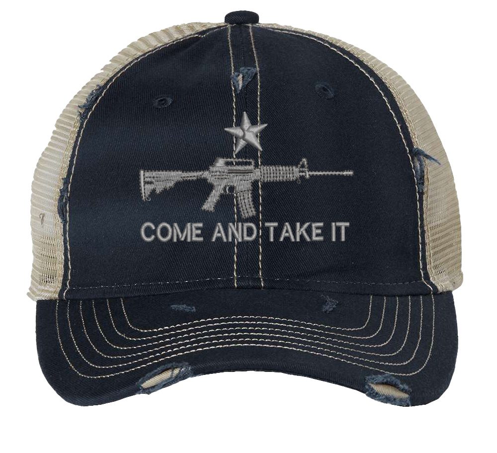 Come and Take It Hat - Distressed AR-15 Embroidered Trucker Cap - Vintage 2nd Amendment Strapback - Image 2