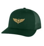 Black American aviation trucker hat with gold embroidered star-and-wings emblem