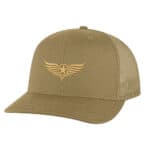 Black American aviation trucker hat with gold embroidered star-and-wings emblem