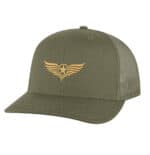 Black American aviation trucker hat with gold embroidered star-and-wings emblem