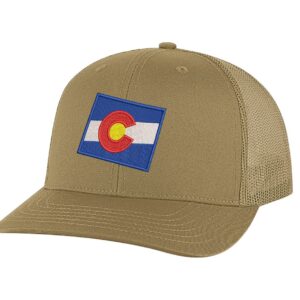 Classic Colorado Trucker Hat with embroidered state flag, breathable mesh back, and adjustable snapback cap