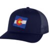 Classic Colorado Trucker Hat with embroidered state flag, breathable mesh back, and adjustable snapback cap