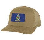 Classic Kansas Trucker Hat with embroidered state flag, breathable mesh back, and adjustable snapback cap