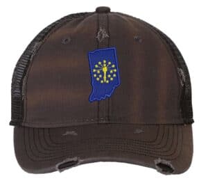Vintage Indiana Hat with Distressed Embroidered State Flag on Front
