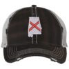 Distressed Trucker Hat with Embroidered Alabama State Flag - Mesh Snapback Cap for Men & Women