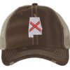Distressed Trucker Hat with Embroidered Alabama State Flag - Mesh Snapback Cap for Men & Women
