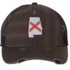Distressed Trucker Hat with Embroidered Alabama State Flag - Mesh Snapback Cap for Men & Women