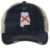 Distressed Trucker Hat with Embroidered Alabama State Flag - Mesh Snapback Cap for Men & Women