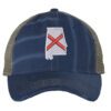 Distressed Trucker Hat with Embroidered Alabama State Flag - Mesh Snapback Cap for Men & Women