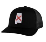 Classic Trucker Hat with Embroidered Alabama State Flag - Mesh Snapback Cap for Men & Women