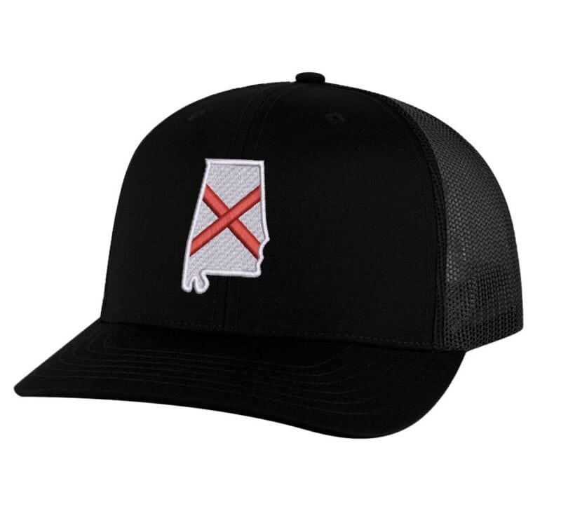 Classic Trucker Hat with Embroidered Alabama State Flag - Mesh Snapback Cap for Men & Women
