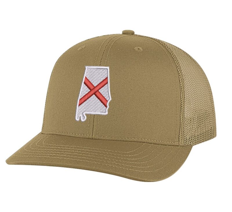 Classic Trucker Hat with Embroidered Alabama State Flag - Mesh Snapback Cap for Men & Women