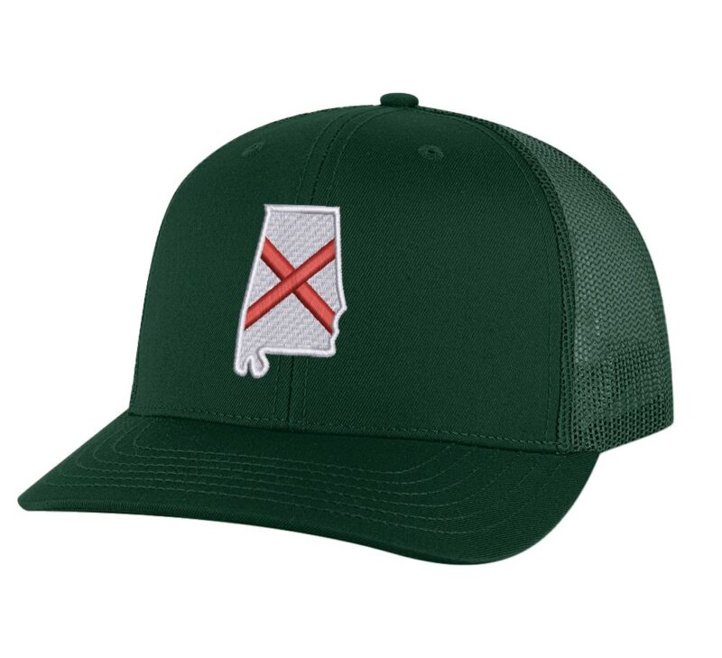 Classic Trucker Hat with Embroidered Alabama State Flag - Mesh Snapback Cap for Men & Women