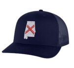Classic Trucker Hat with Embroidered Alabama State Flag - Mesh Snapback Cap for Men & Women