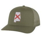 Classic Trucker Hat with Embroidered Alabama State Flag - Mesh Snapback Cap for Men & Women
