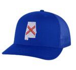 Classic Trucker Hat with Embroidered Alabama State Flag - Mesh Snapback Cap for Men & Women