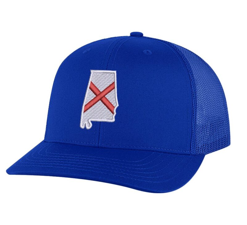 Classic Trucker Hat with Embroidered Alabama State Flag - Mesh Snapback Cap for Men & Women