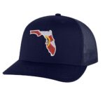 Classic Trucker Hat with Embroidered Florida State Design - Mesh Snapback Cap in Florida Colors