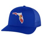 Classic Trucker Hat with Embroidered Florida State Design - Mesh Snapback Cap in Florida Colors