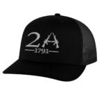 2A trucker hat with embroidered 1791, snapback mesh cap for Second Amendment supporters.
