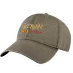 Vietnam Veteran dad hat with embroidered military design, 100% cotton strapback cap for veterans and patriots.