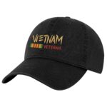 Vietnam Veteran dad hat with embroidered military design, 100% cotton strapback cap for veterans and patriots.