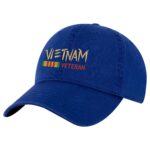 Vietnam Veteran dad hat with embroidered military design, 100% cotton strapback cap for veterans and patriots.