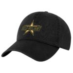 Military star dad hat with "SELF RELIANT" embroidery, 100% cotton, adjustable strapback closure