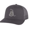 Gadsden 'Don’t Tread On Me' Trucker Hat with embroidered rattlesnake, classic design, and breathable mesh back, adjustable snapback patriotic cap